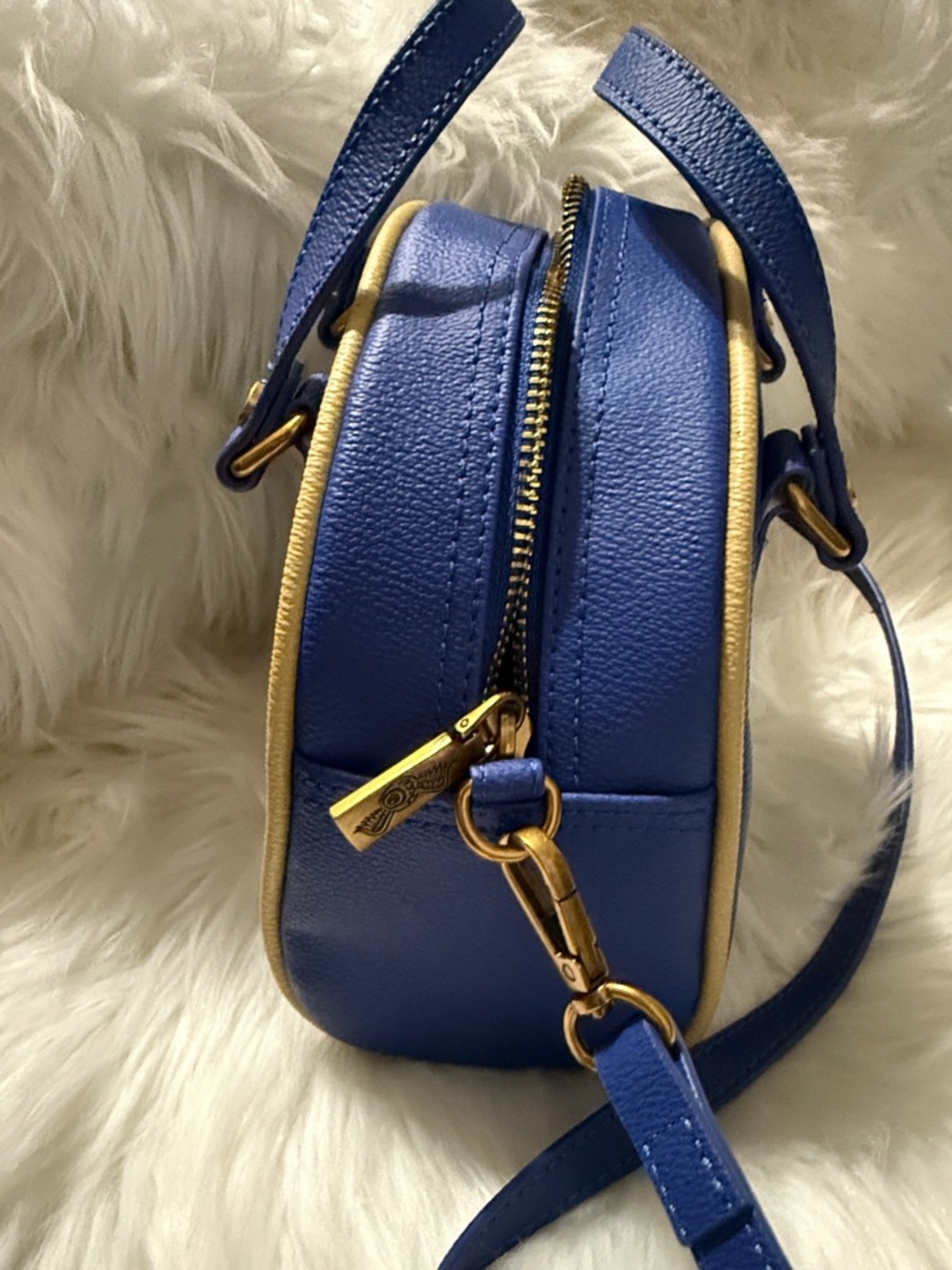 Von Dutch Royal Blue Dome Crossbody with Gold Accents - Picture 4 of 6